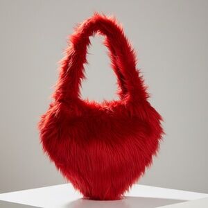 Red Faux Fur Shoulder Bag – Bold Statement Purse